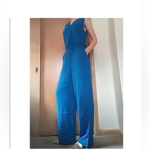 Oliver Grace Sabrina Wide Leg Jumpsuit In Blue Size MP  NWT